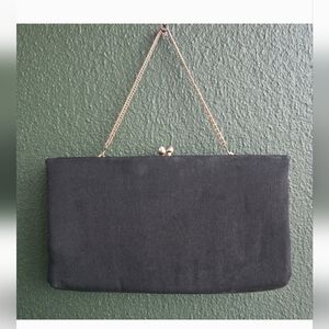 Vintage Elegant Black Clutch with Gold Chain Prom, Gala, Evening Wear